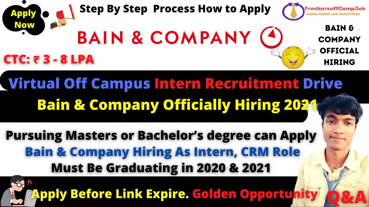 Update! Bain & Company Virtual Off-Campus Intern Recruitment Drive 2021 | 2020|Hiring As Intern Role