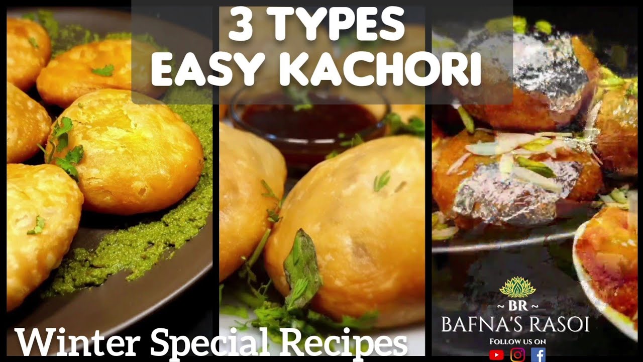 3 quick and easy kachori recipes | कचोरी रेसिपी | pyaz, matar and gajar kachori recipes
