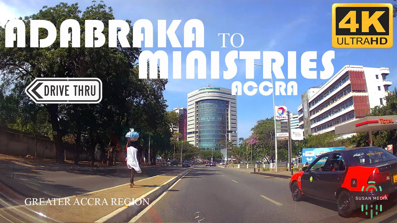 Adabraka to Accra Ministries Drive Tour in Ghana 4K