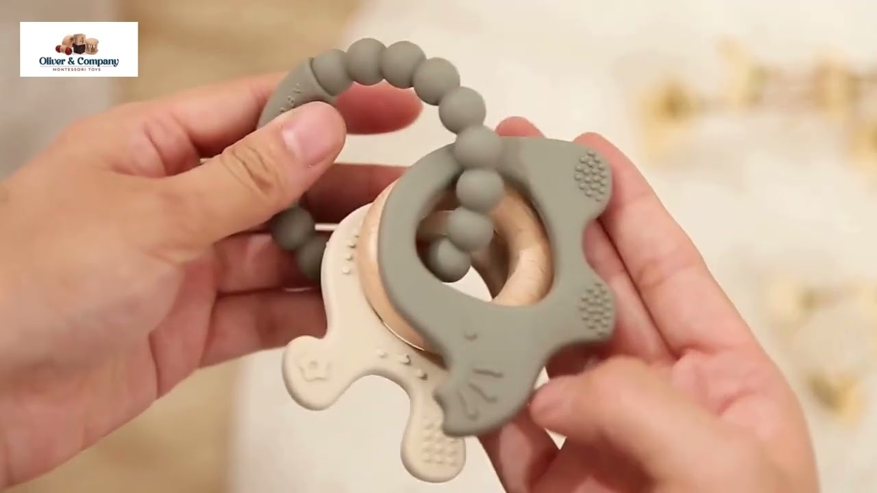 Silicone Teether Ring with Rattle   Baby Teething Toy