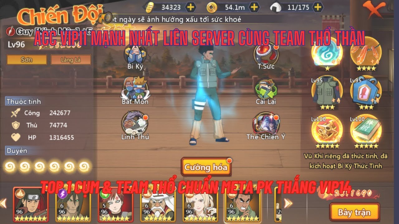 Huyền Thoại Làng Lá -Review acc VIP11 mạnh nhất liên sv SIÊU KHỎE - Top1 cùng team THỔ hủy diệt meta