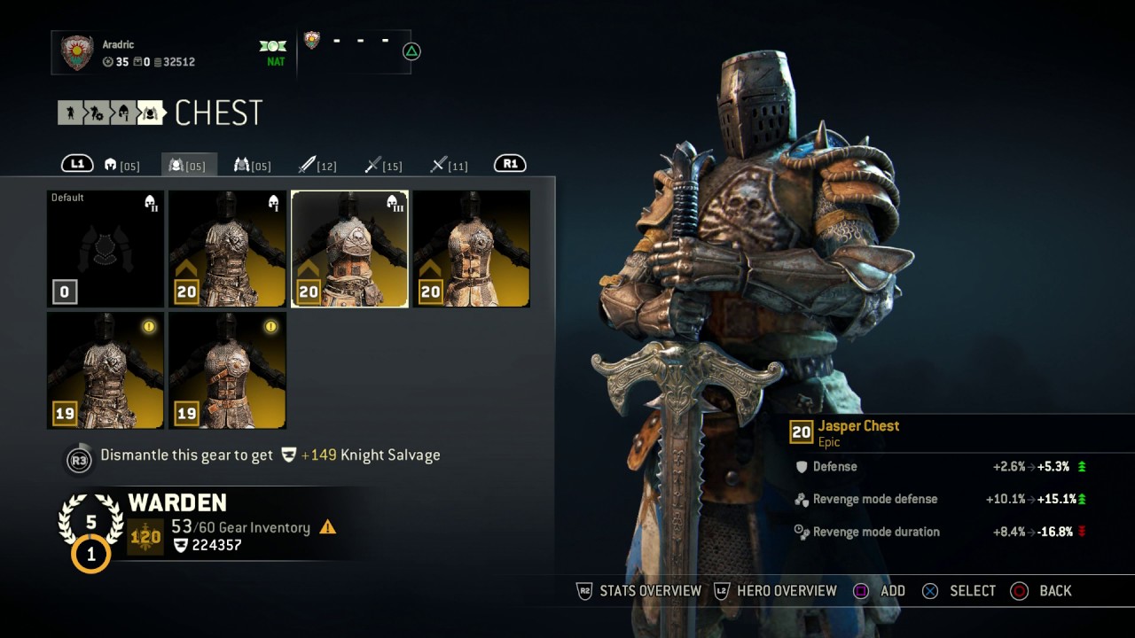 For Honor - Reputation 5 Epic Warden Gear and Build