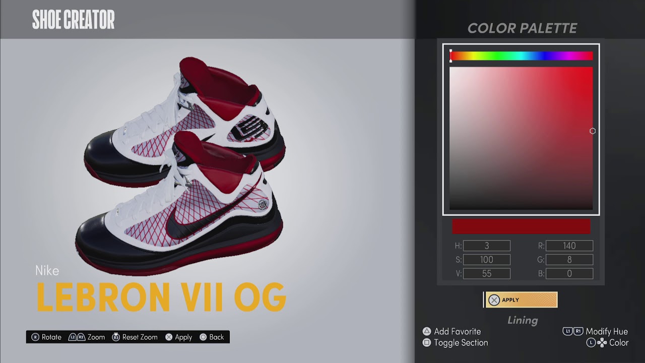 LeBron VII OG NBA 2k21 Shoe Creator