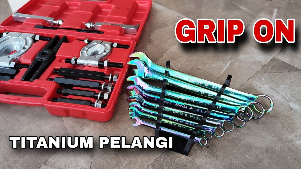 KUNCI RING PAS GRIP ON TITANIUM PELANGI DAN TREKER BEARING GRIP ON RIVIEW BELAJAR MEKANIK DARI NOL