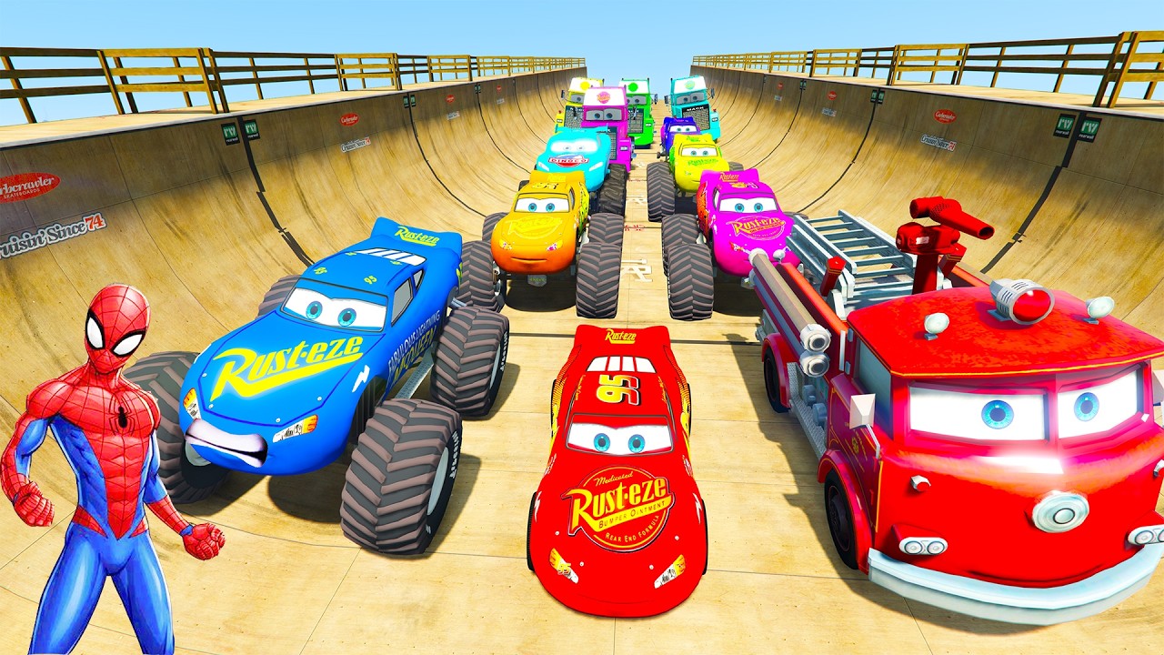 GTA V Superheroes Crazy Race Gameplay Challenge with Super Cars | GTA 5 Spiderman Car Stunt Race #17