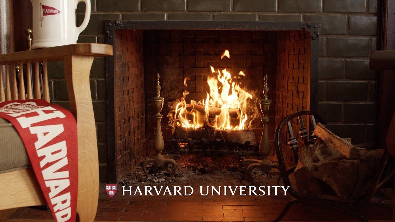 4K Harvard Yule Log Fireplace 🔥 1 HOUR+