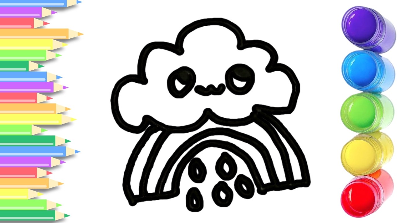 How To Draw cute Cloud Drawing, Painting & Coloring For Kids and Toddlers_ Child Art 🐋🌈🎨