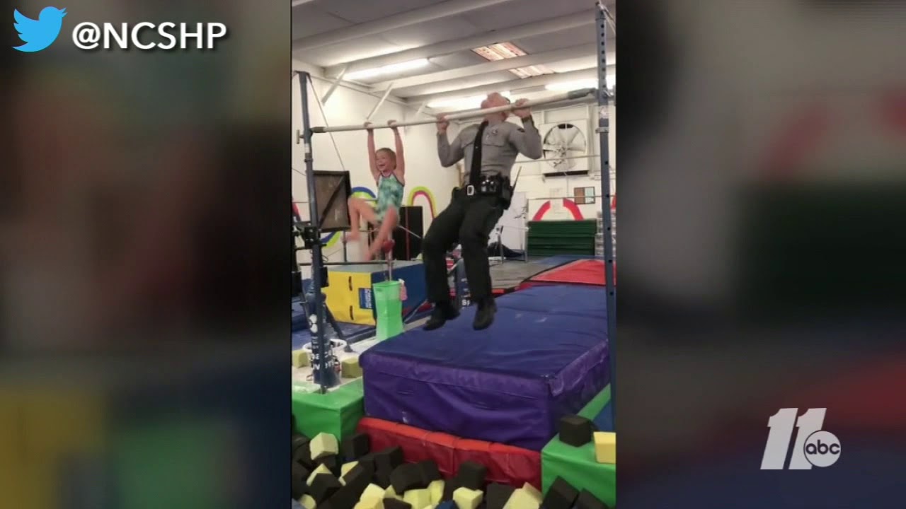 North Carolina trooper, young gymnast face off in pull-up challenge