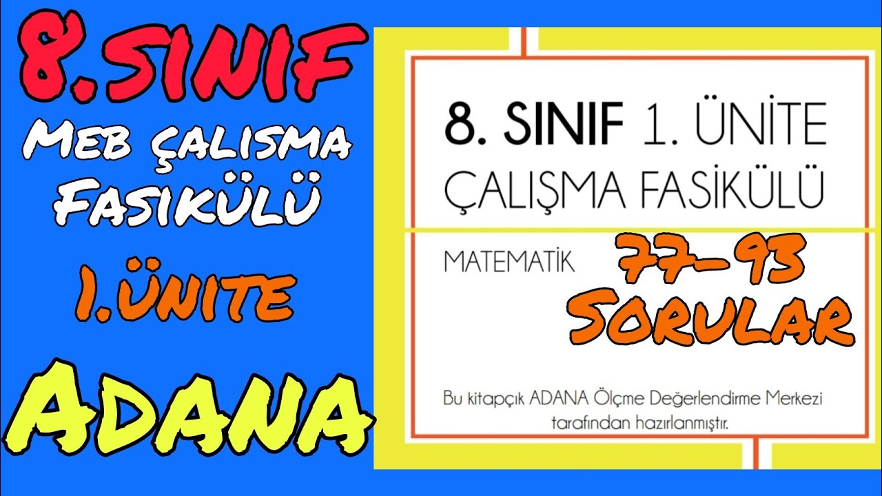 8.sınıf matematik meb çalışma fasikülü 1.ünite ADANA (77-93 sorular) | lgs hazırlık