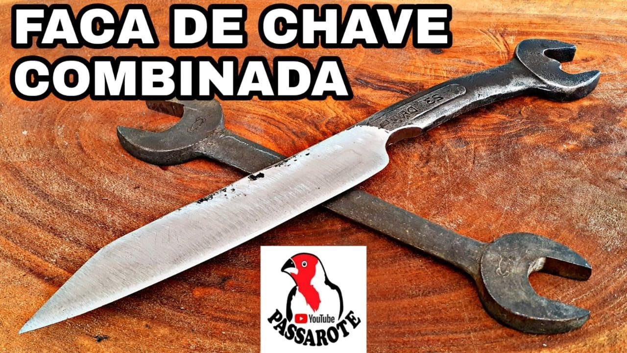 FACA/ABRIDOR DE GARRAFA FORJADA de CHAVE DE BOCA pro @Passarote - Cutelaria com SUCATA