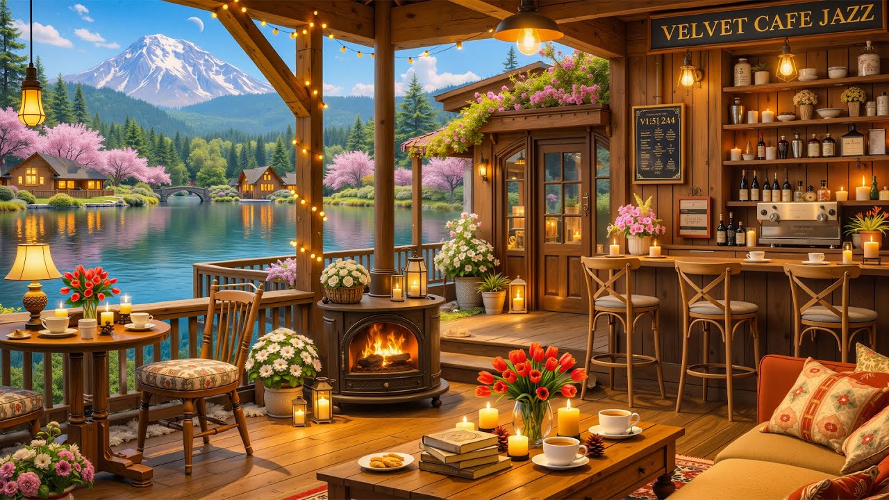 🌷Soft Spring Jazz at a Lakeside Café 🎷 Relaxing Coffee Jazz Music for Deep Focus & Productivity
