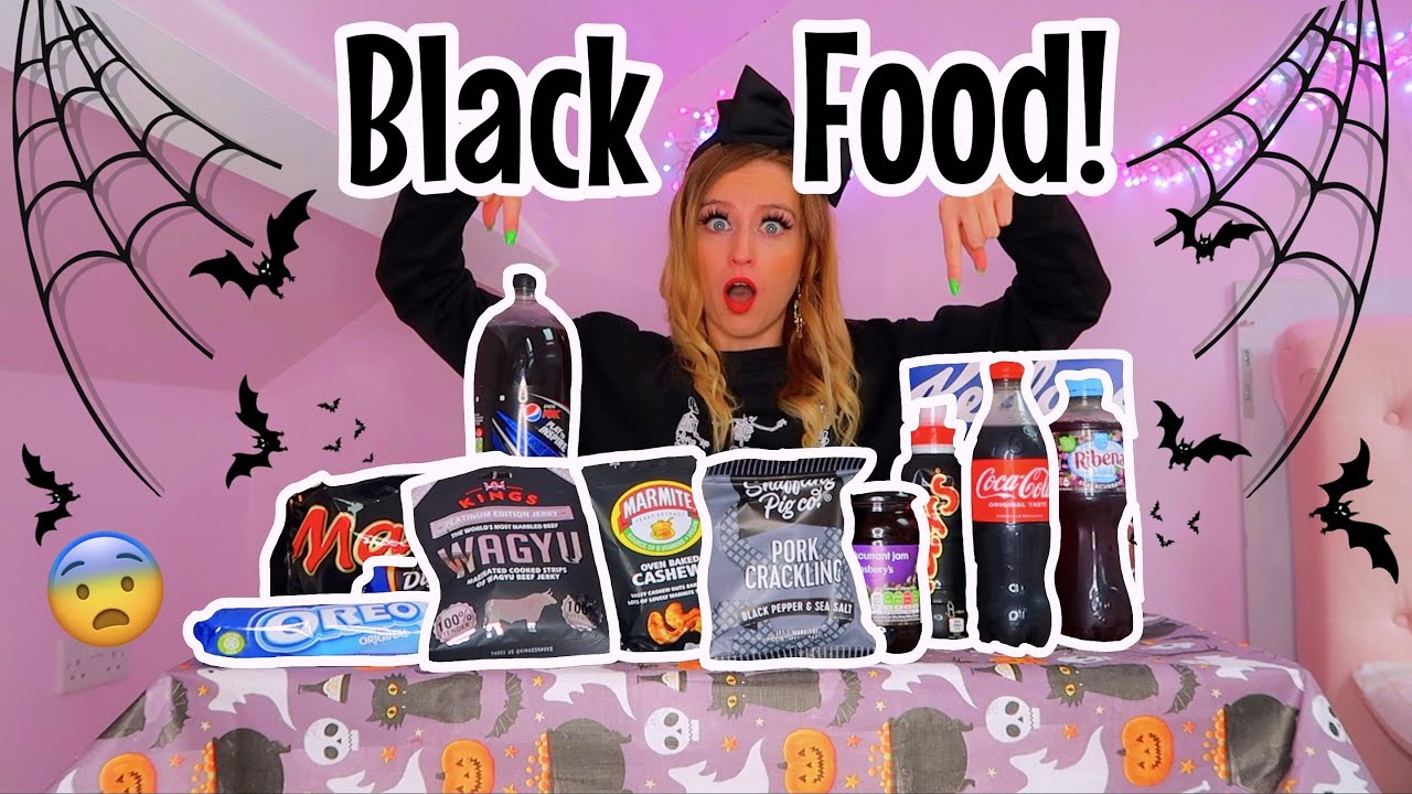 I only ate BLACK Food for 24 Hours Challenge!!😱👻🕷🖤 *YIKES....😰* | Rhia Official♡