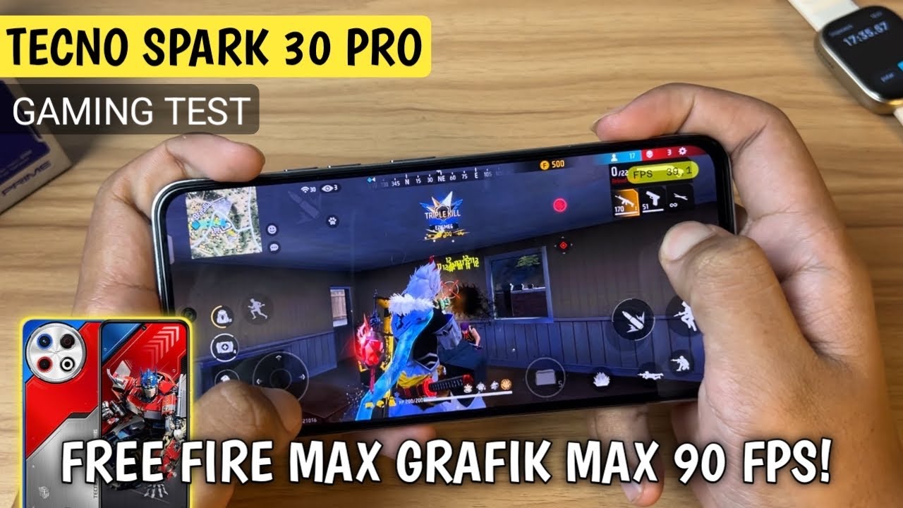 Tes Main Free Fire Max di Tecno Spark 30 Pro - Tes FPS + Suhu & Baterai!