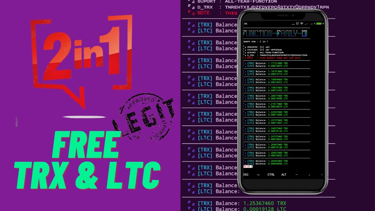 Earn Free TRX & LTC With Termux || 2 in 1 || surf trx & ltc