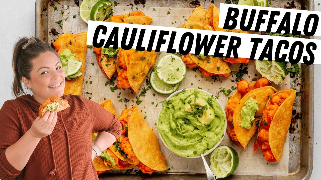 Crispy Buffalo Cauliflower Tacos (Gluten-Free, Vegan)