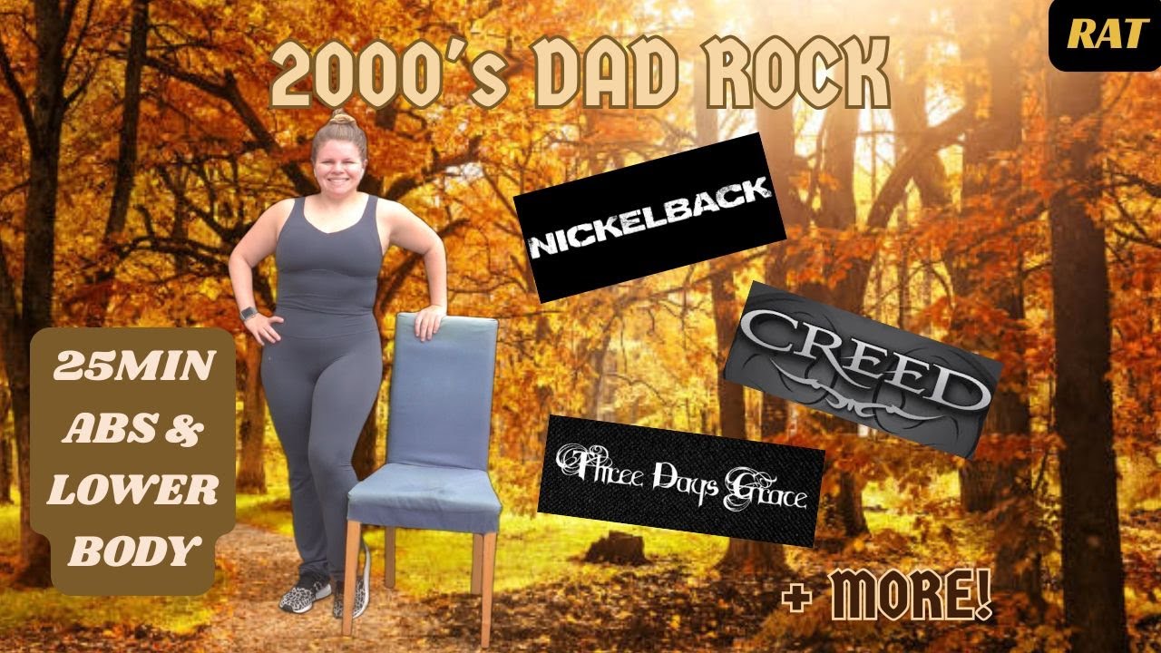 STRONGER feat. 00s Dad Rock 😝🤘🏻💥 25MIN Abs & Lower Body w/ only chair needed! *LOW IMPACT*