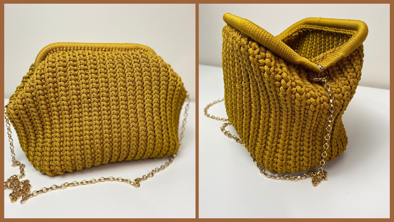 BOLSA DE CROCHÊ COM FECHO BOCA DE LOBO| FECHO TUBULAR FEITA COM FIO NÁUTICO POLIÉSTAR