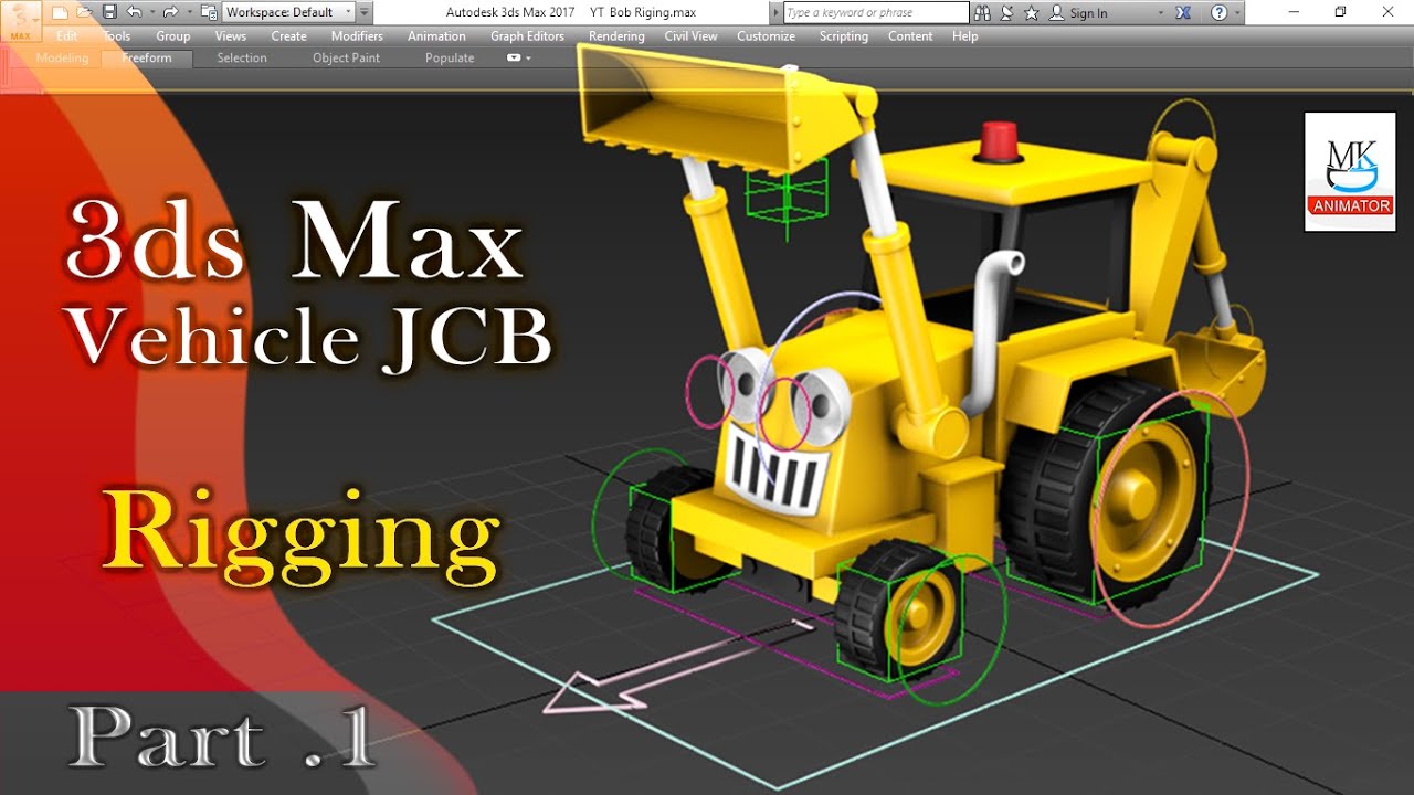 3ds Max Vehicle JCB Rigging tutorial | (Part 1)  MKD Animator