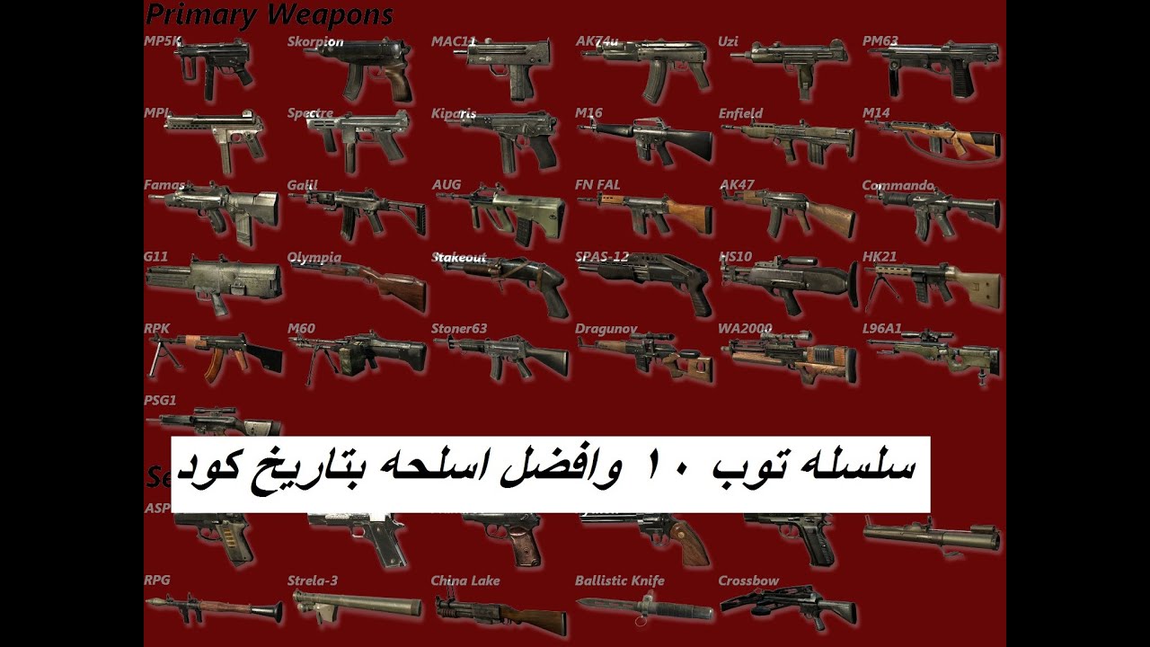 سلسله توب 10 اقوى اسلحه بتاريخ كود