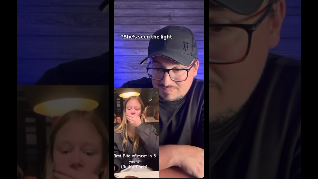 Vegan tries meat for the first time in 5 years #stitch #viral #reaction