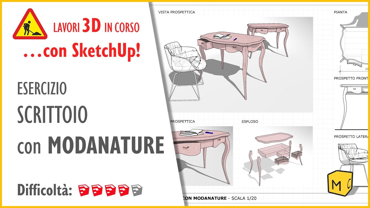 ESERCIZI con SketchUp: MOBILE CON MODANATURE (Live Facebook 15/4/2020)