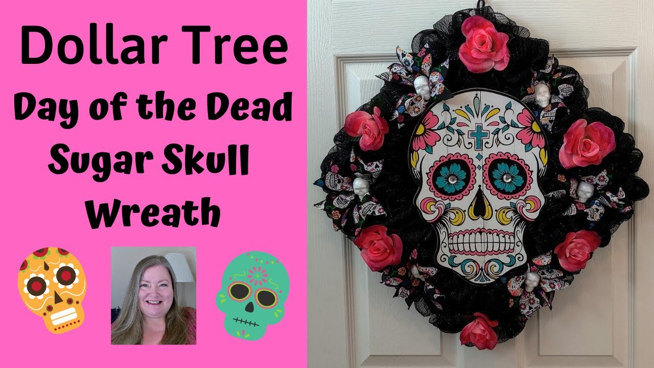 Day of the Dead Sugar Skull Wreath ~ Dollar Tree DIY ~ Day of the Dead Wreath Tutorial