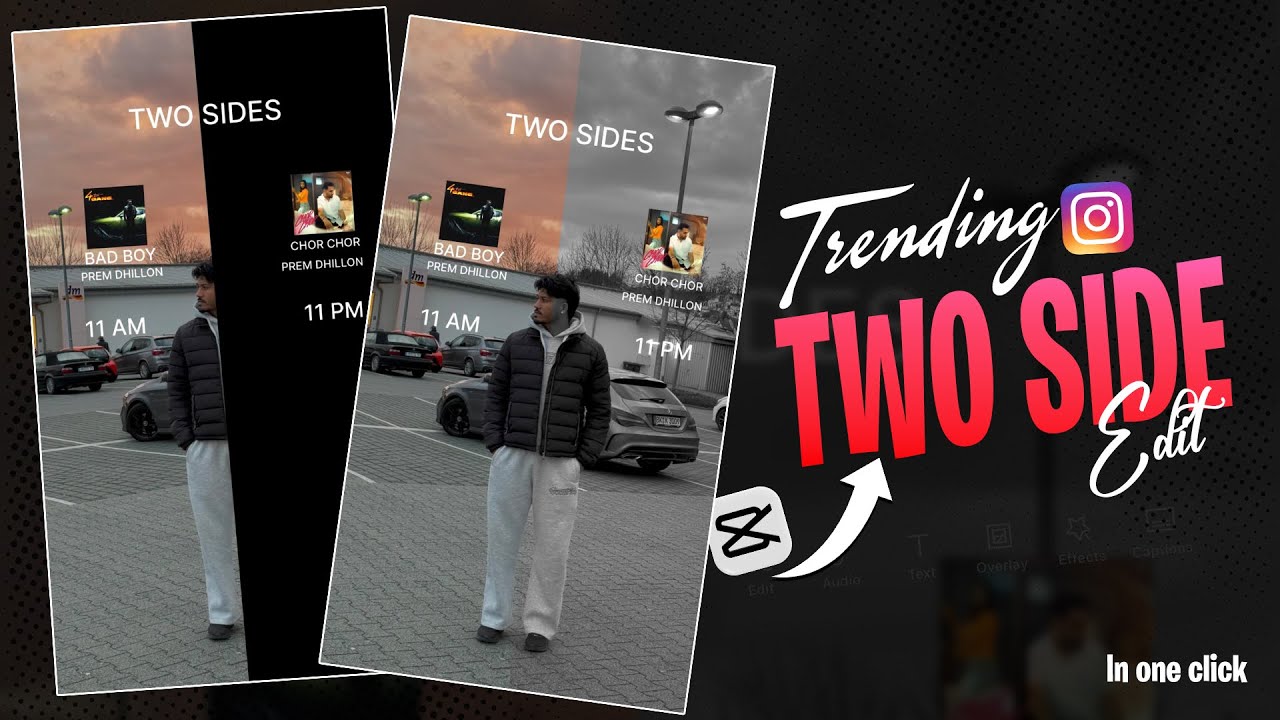 Viral Two side reels edit tutorial |Instagram trending 2 side reels kaise banaye