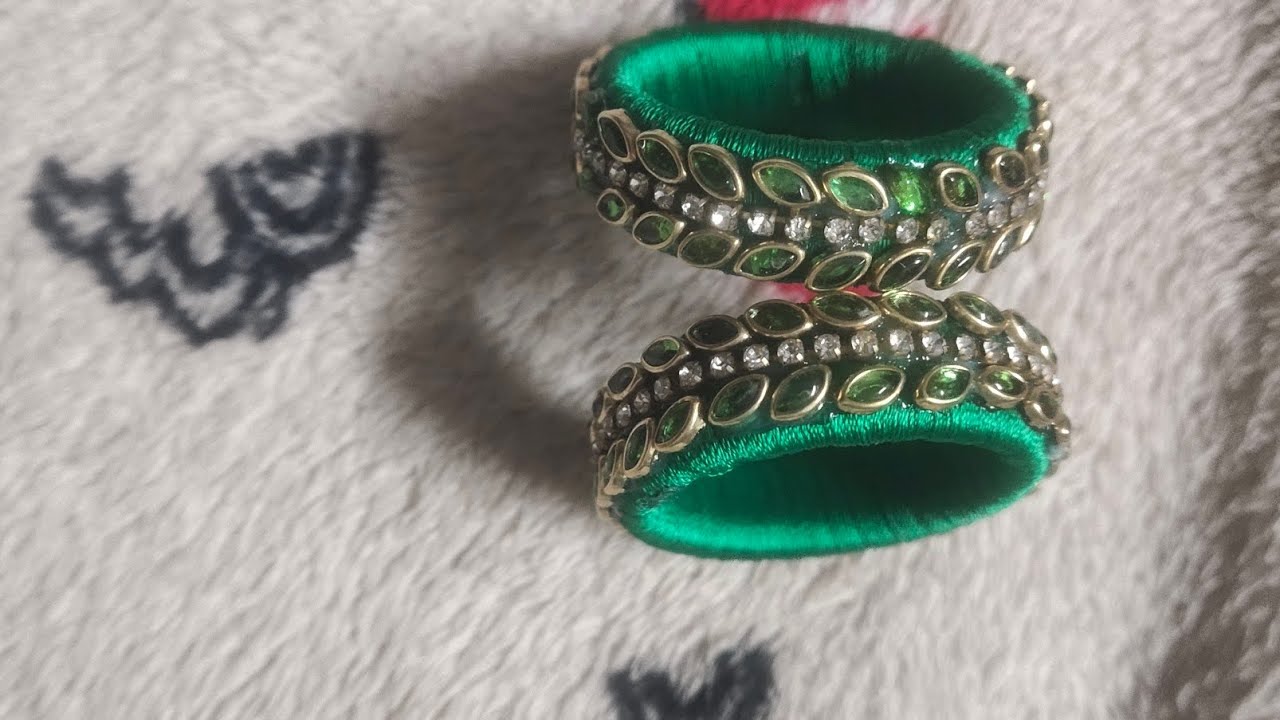 Green & Gold Thread Bangles | Festival Special Handmade | Telugu