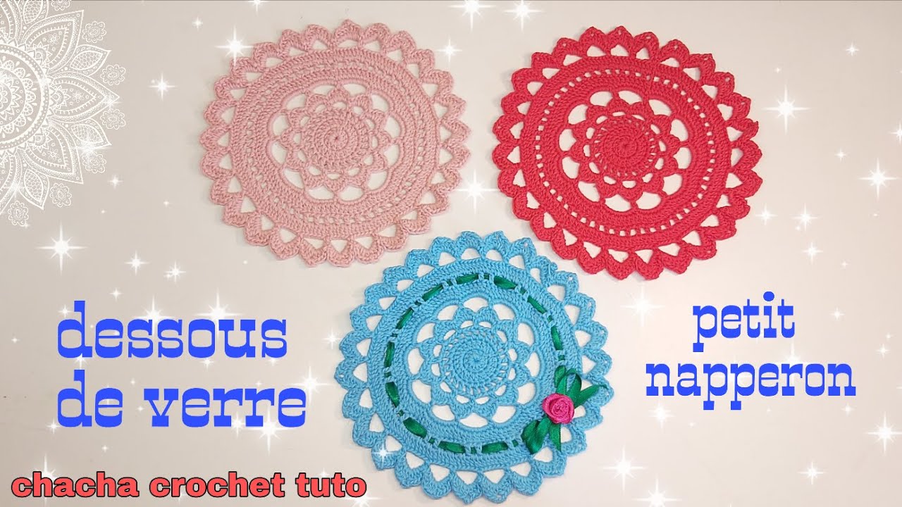 comment faire un petit napperon ou dessous de verre au crochet: facile et rapide.