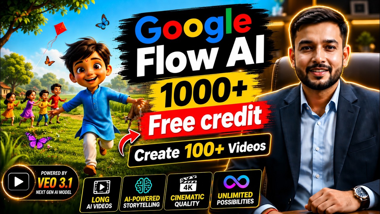 Google Flow AI New Update 🔥 | Create Unlimited Long AI Videos FREE with 1000+ Credits