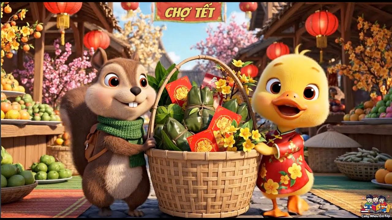 ĐI CHỢ TẾT VỚI VỊT CON VÀ SÓC TINH NGHỊCH
