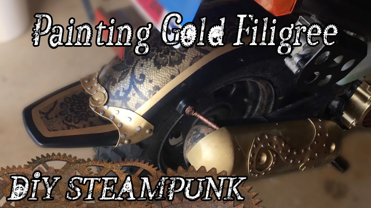 Painting Gold Lace Filigree - Making a Steampunk Scooter