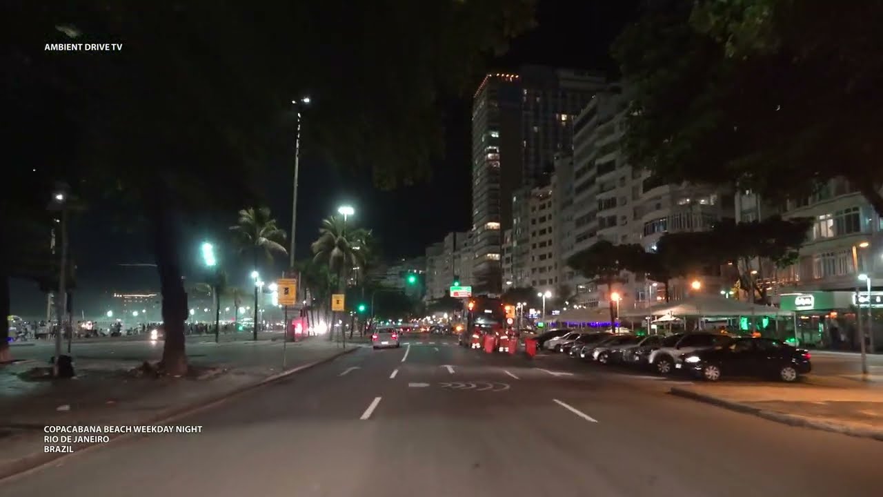 DRIVING RIO DE JANEIRO BRAZIL 4K - COPACABANA BEACH WEEKDAY NIGHT - AMBIENT DRIVE TV