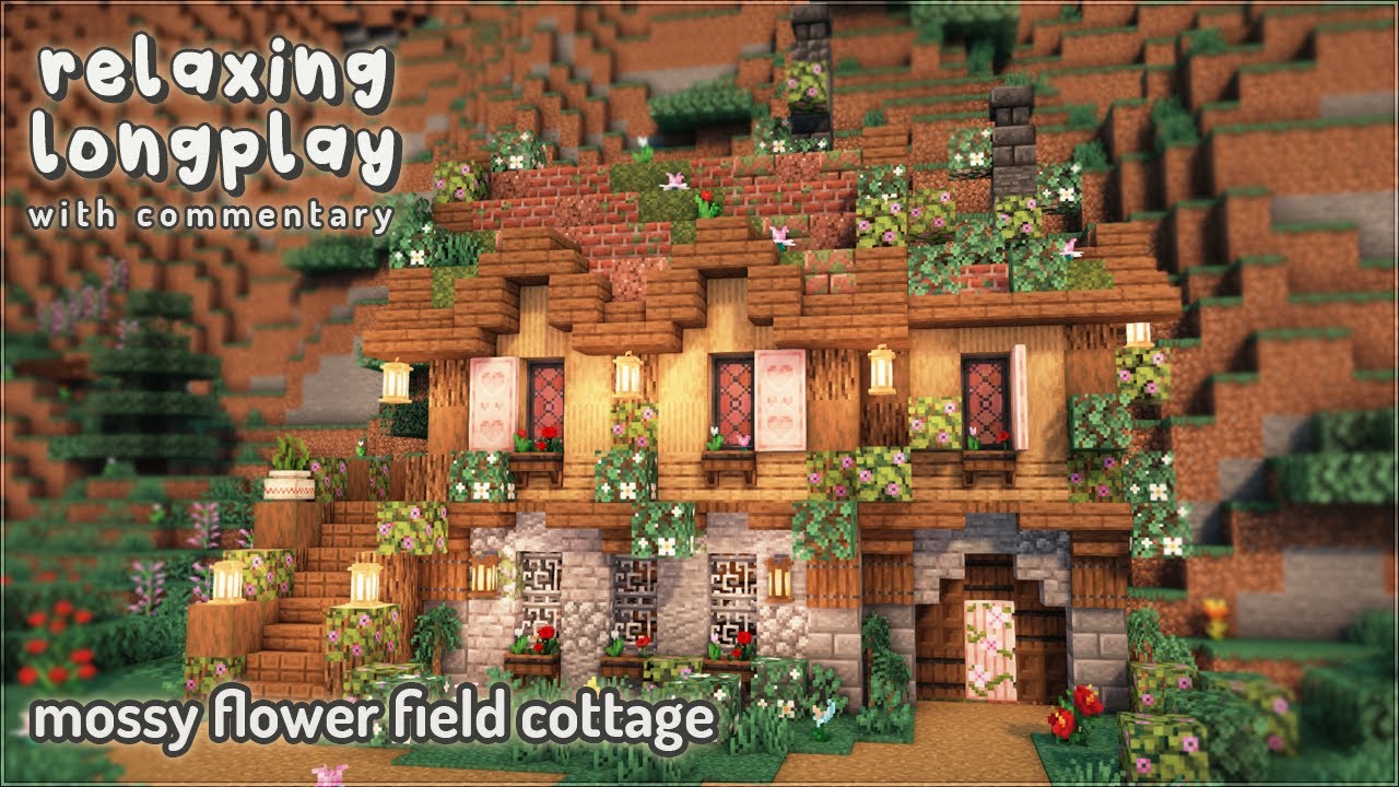 Minecraft Relaxing Longplay With Commentary - Mossy Flower Field Cottage 🌷