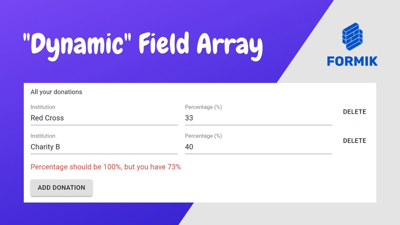 React FieldArray Form Tutorial: Using Formik, Yup and material-ui