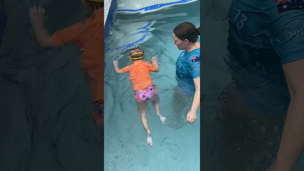 Teaching Toddler To Swim Kick and Paddle 