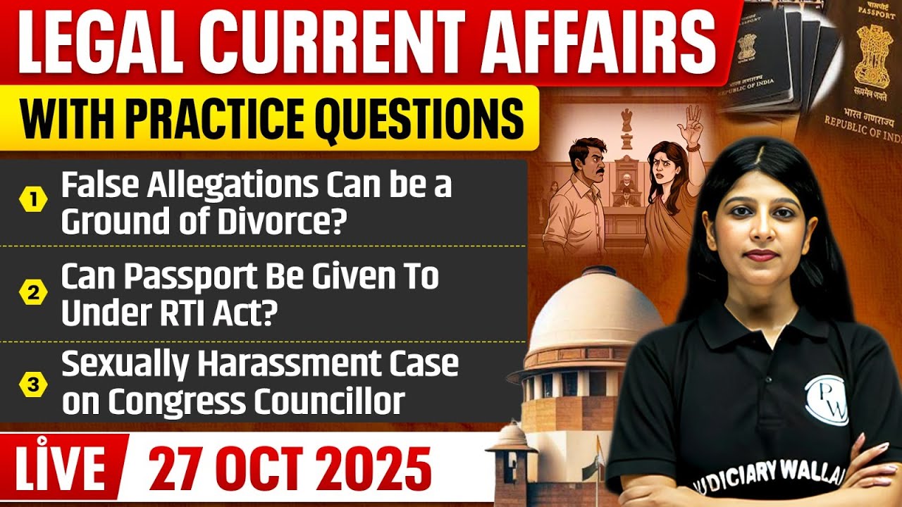 Legal Current Affairs Today | 27 October 2025 | Legal News | Judiciary/APO/ADA | Judiciary By PW
