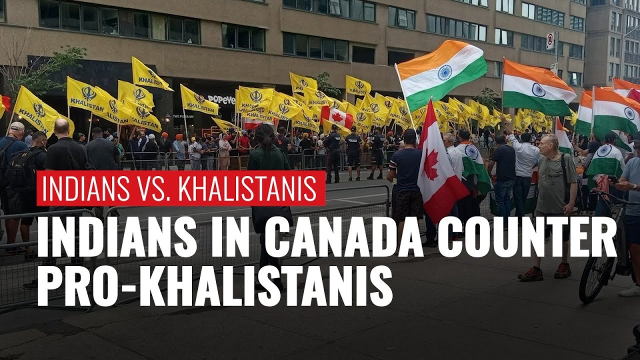 Indian Community Waves Tricolour Countering Pro-Khalistan Protest In Canada