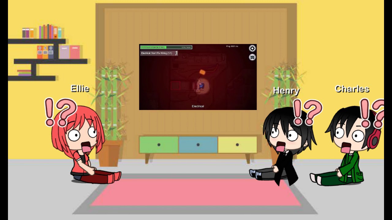Henry stickmin and friends react to among us but with 99 impostors (Gacha Life)