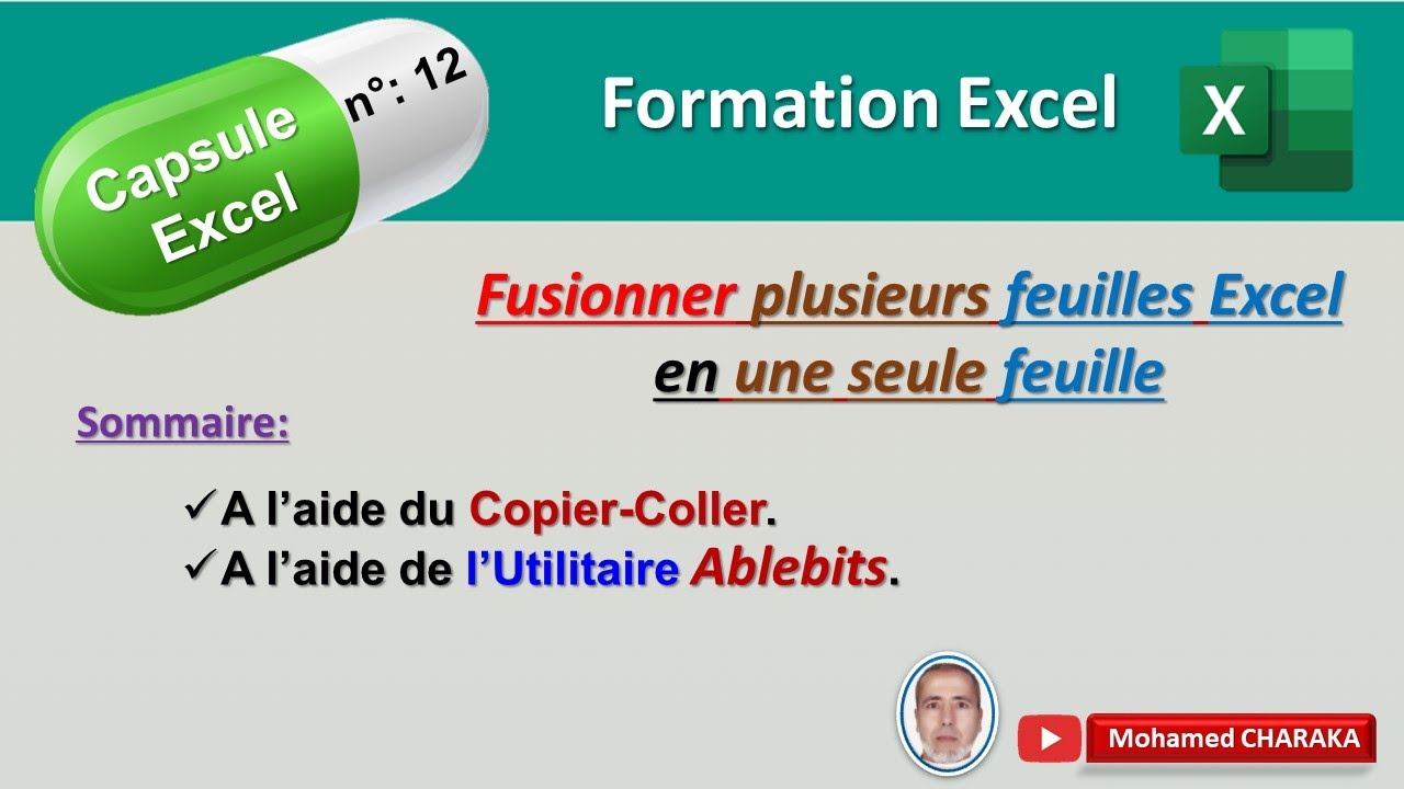 Capsule Excel n°12 - Fusionner plusieurs feuilles Excel en une seule feuille