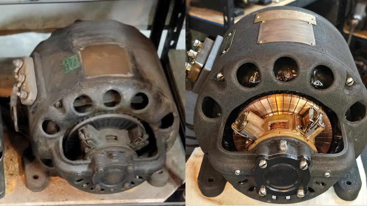 Beautiful Antique Motor Salvaged: Jeannin Repulsion Start Induction Run