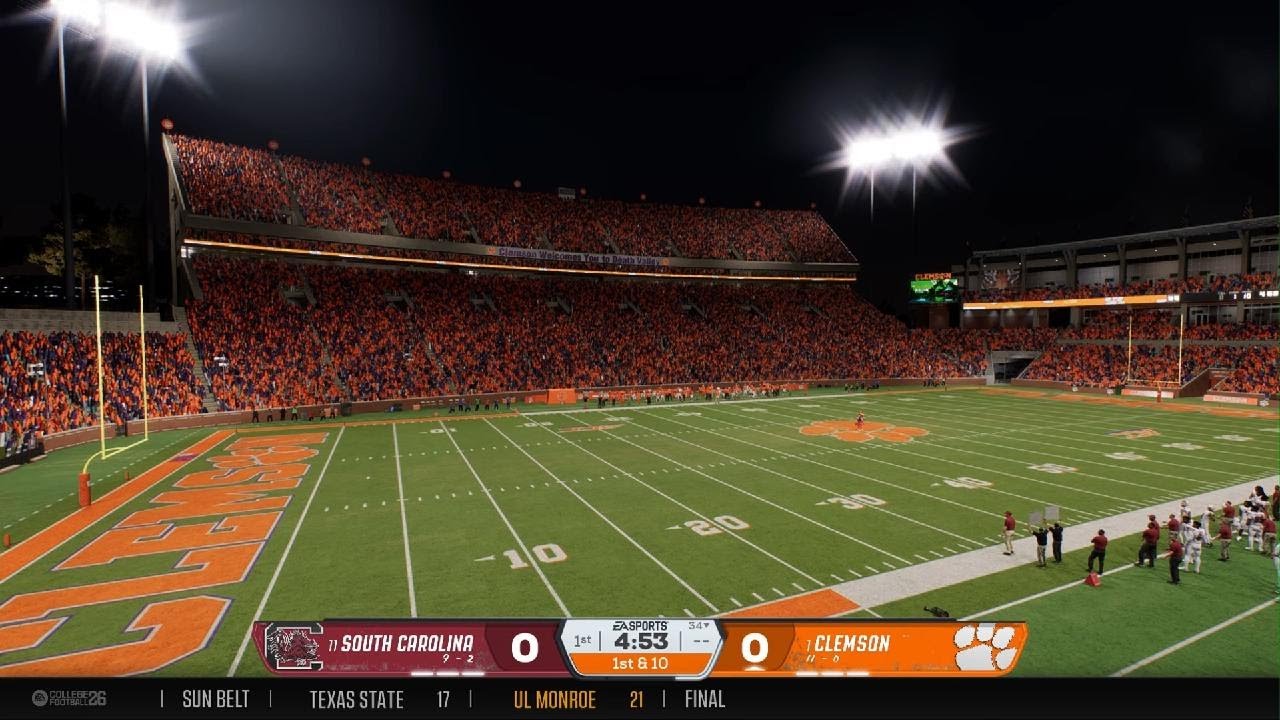South Carolina Gameccks vs. Clemson Tigers. #12th video on Road to Glory CFB 26