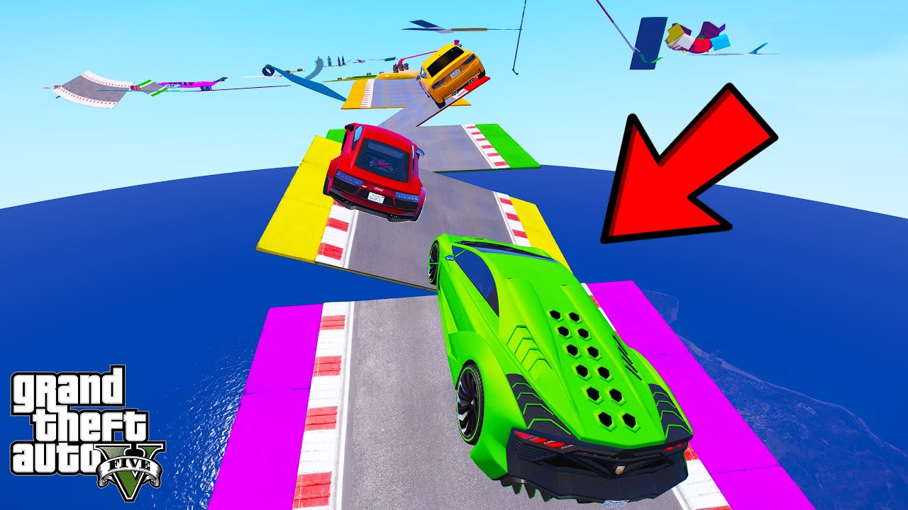 FRANKLIN TRIED WINDING ROAD PARKOUR RAMP CHALLENGE GTA 5 | SHINCHAN and CHOP