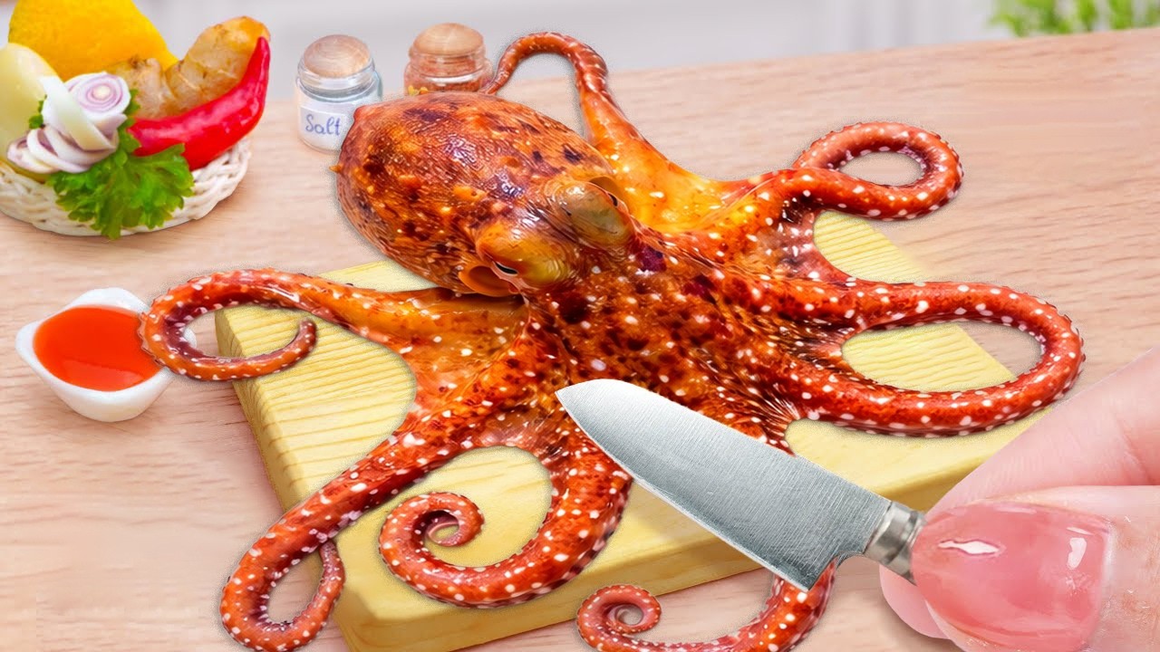 Quick And Easy Recipes 🐙 Fried Octopus in Hot Pot Tomyum Sauce Recipe 🍴 Small Cooking