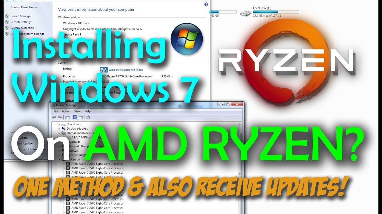 Установка WINDOWS 7 на ПК с процессором AMD RYZEN