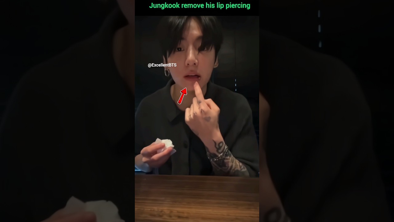Jungkook remove his lip piercing 😭