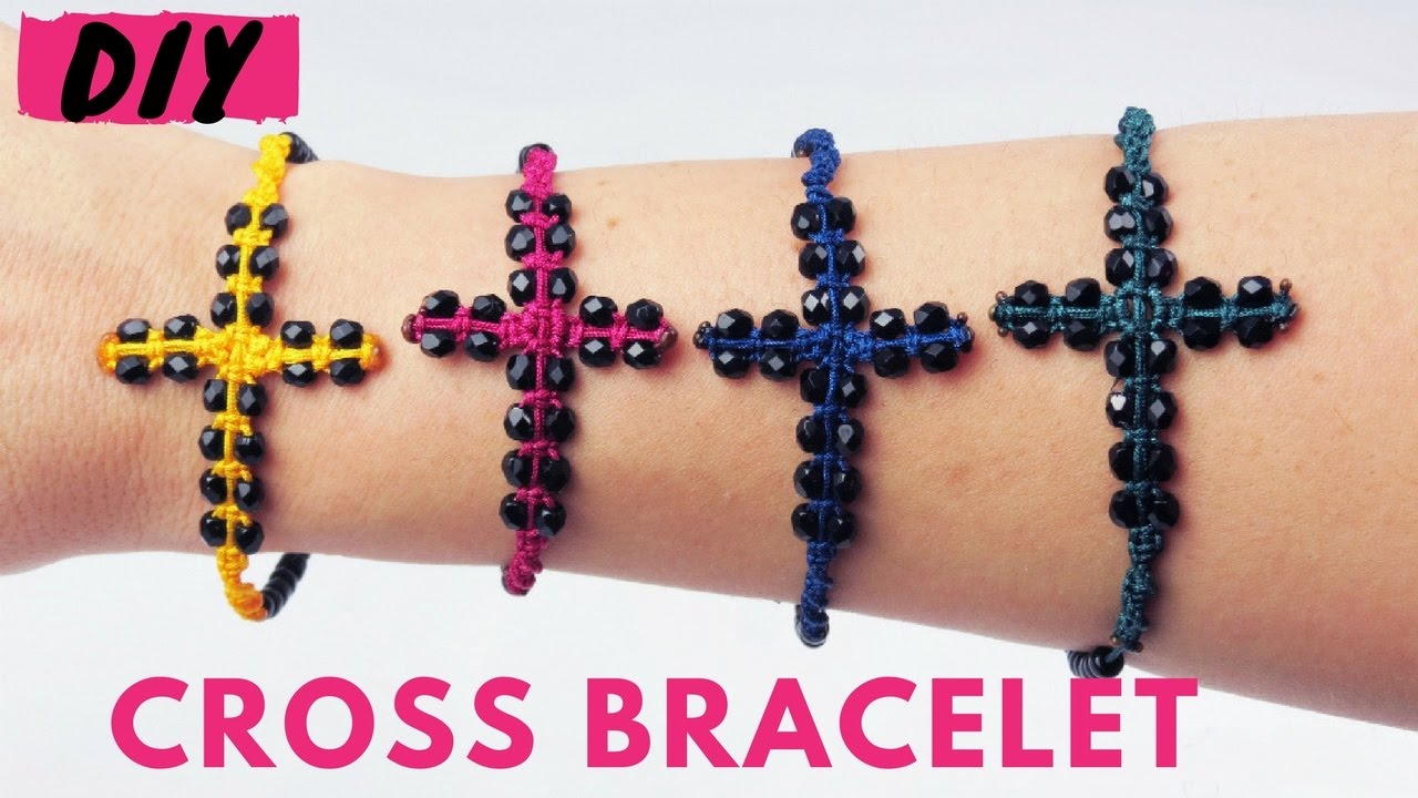DIY Funky Macrame Cross Bracelet TUTORIAL | Φτιάξτε πολύχρωμα βραχιόλια σταυρό