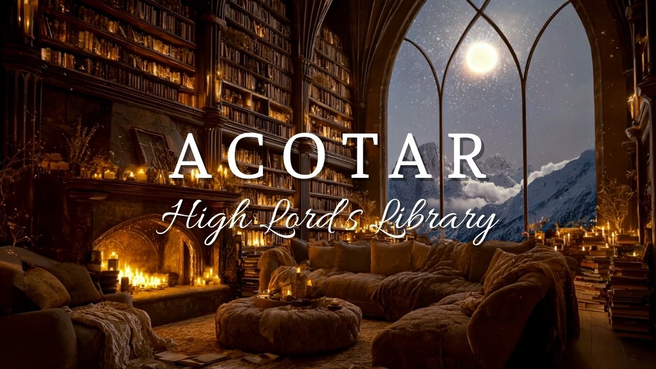 Relax in High Lord&rsquo;s Winter Library ❄️ Night Court Ambience | Snowy Wind & Crackling Fire (ACOTAR)