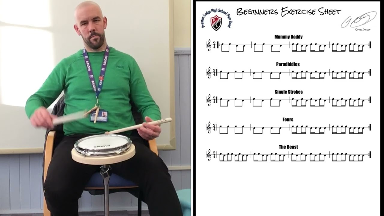Beginner Exercise Sheet Complete - Beginner Snare Drum Exercises