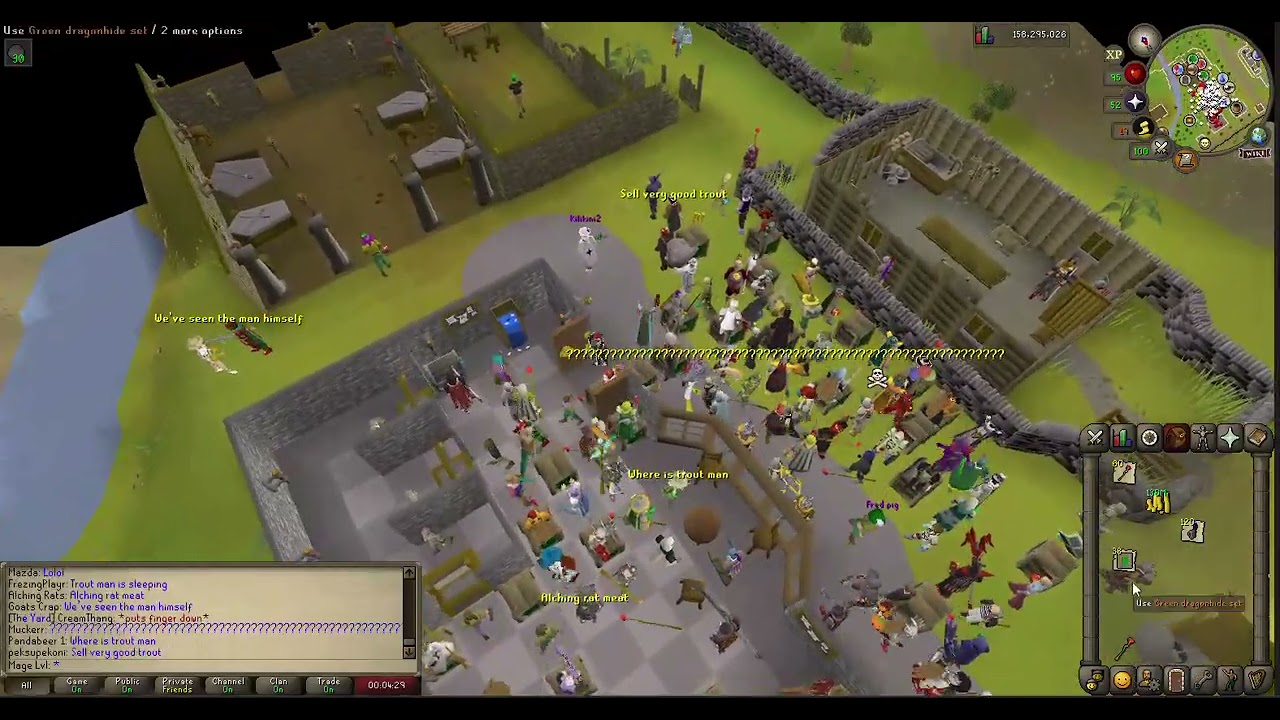Old School Runescape 2007 Trout Man Drop Party Edgeville Bank World 499